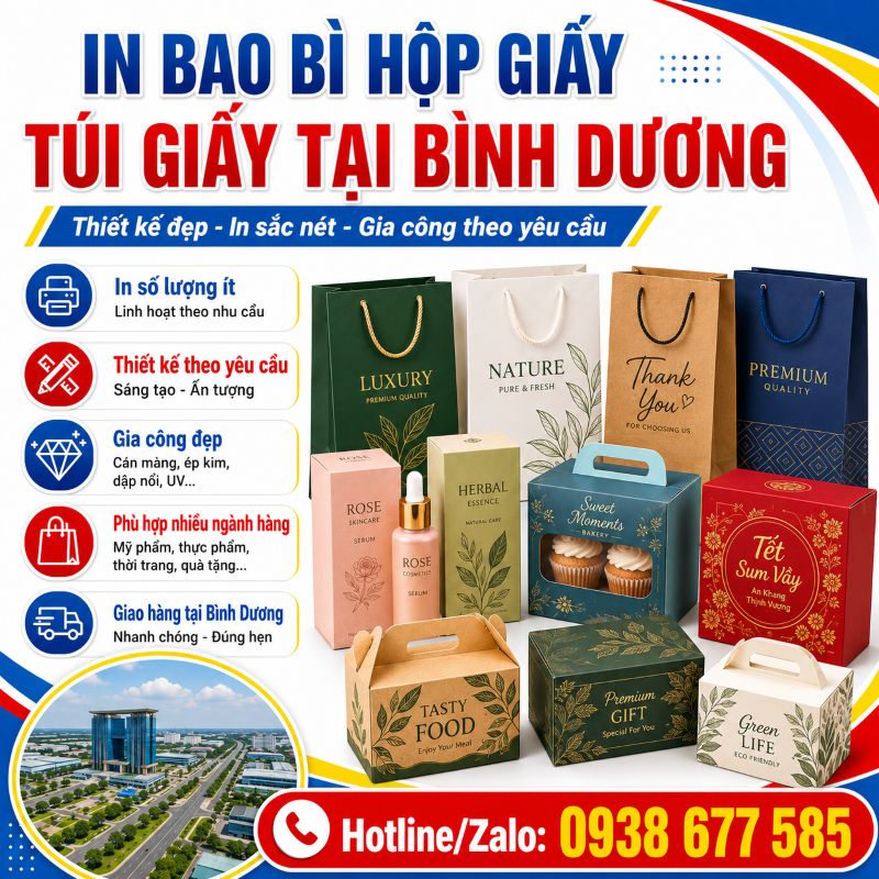 In bao bì hộp giấy túi giấy tại Bình Dương