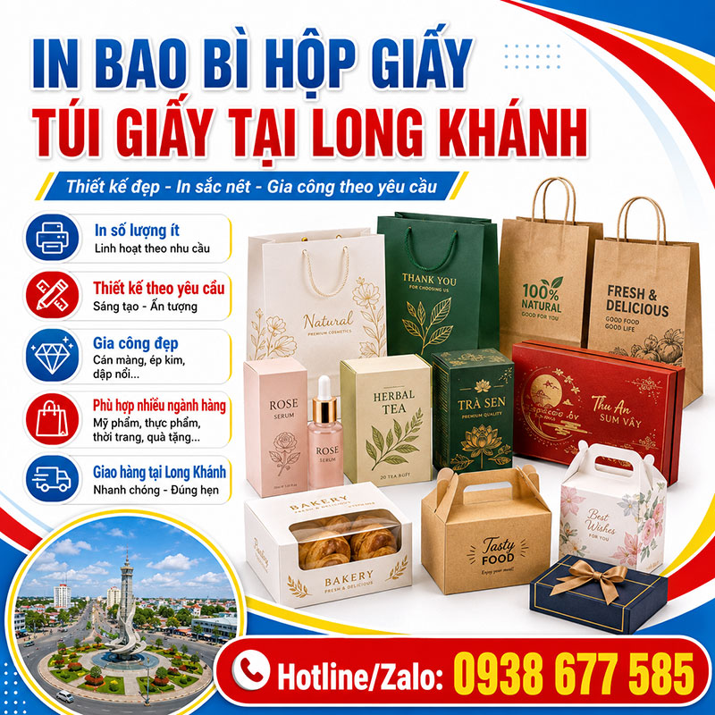 In bao bì hộp giấy túi giấy tại Long Khánh