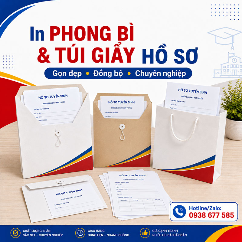 In phong bì túi giấy hồ sơ tuyển sinh