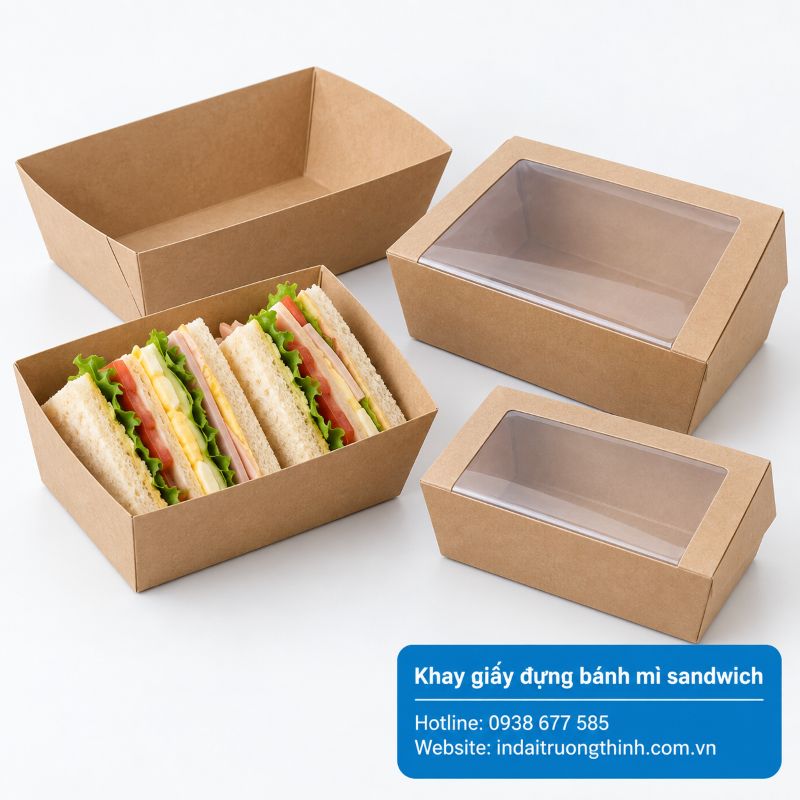 Khay giấy đựng bánh mì sandwich tại TPHCM