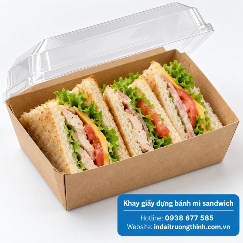 Khay giấy đựng bánh mì sandwich tại TPHCM