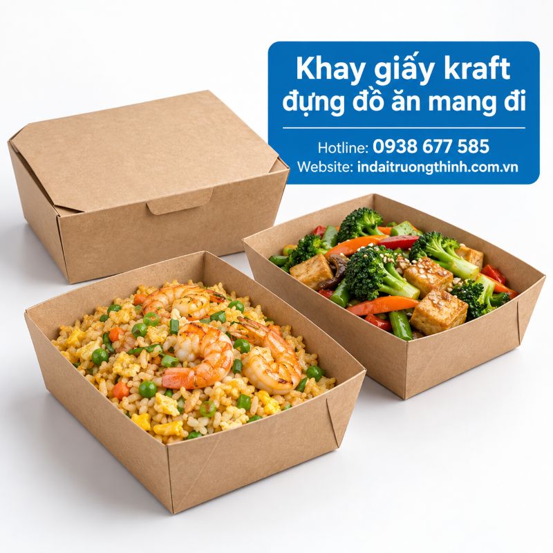 Khay giấy kraft đựng đồ ăn mang đi tại TPHCM
