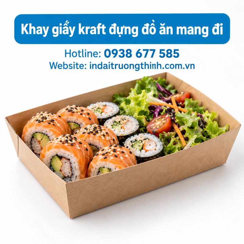 Khay giấy kraft đựng đồ ăn mang đi tại TPHCM