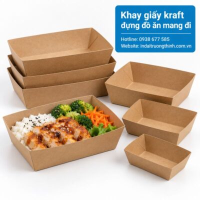 Khay giấy kraft đựng đồ ăn mang đi tại TPHCM