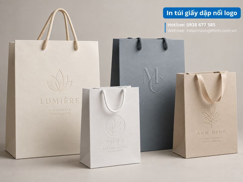 In túi giấy dập nổi logo tại TPHCM theo yêu cầu