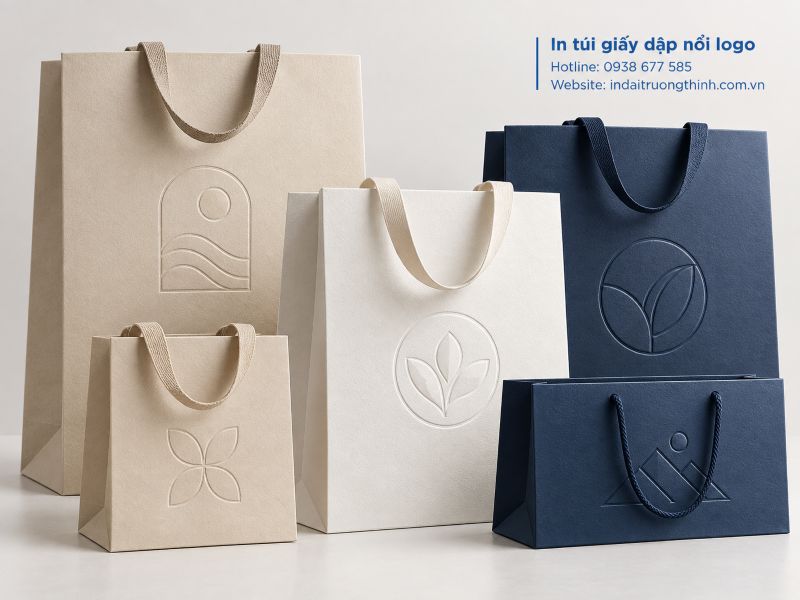 In túi giấy dập nổi logo tại TPHCM theo yêu cầu